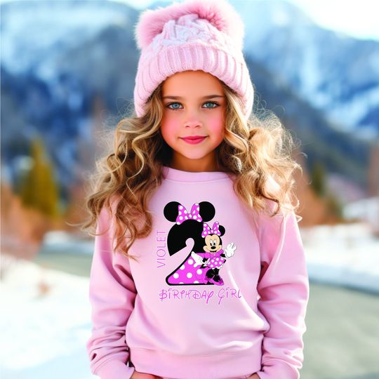 Discover Custom Disney Birthday Sweatshirt, Minnie Birthday Sweatshirt, Minnie Mouse Birthday Girl Shirt, Disney Birthday Party, Minnie Birthday Girl