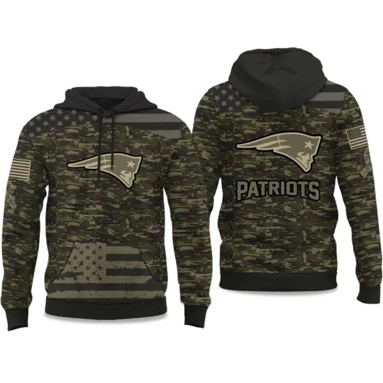 Discover 2025 Patriots Salute to Service Camo Hoodie