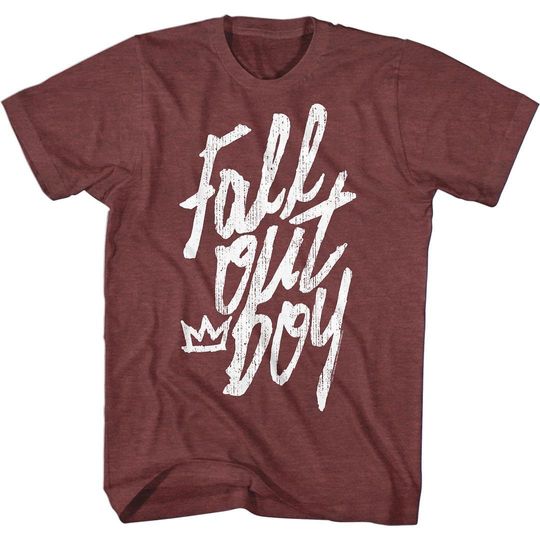 Fall Out Boy Vintage Maroon Heather Handwritten Logo T-Shirt for Adults