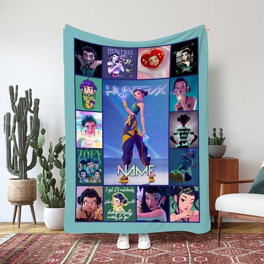 Discover Zoey Cute Idol Pop Star Blanket, Animated Girl Character Portrait Gift, Picture Frame Zoey Character Decor, KPop Teen Fan Blanket, THA377