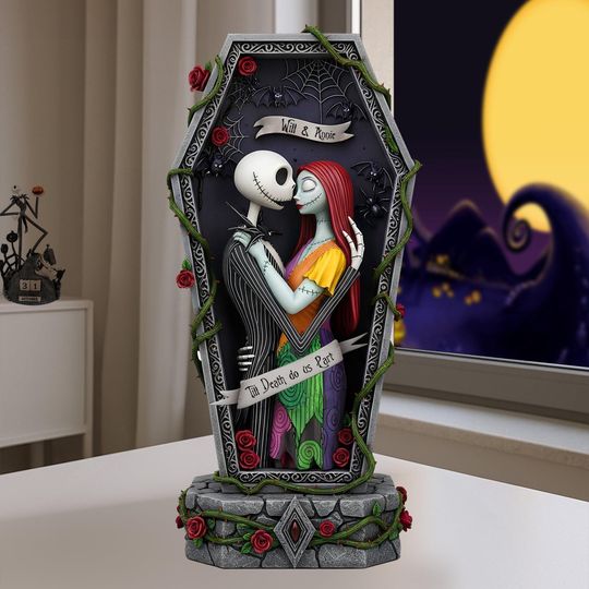 Discover Personalized Gothic Couple Statue Gift, Dark Romantic Decor, Custom Anniversary Sculpture