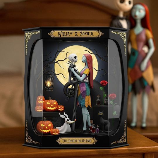 Discover Personalized Gothic Couple Acrylic Plaque Gift, Dark Romantic Decor, Custom Anniversary Sculpture