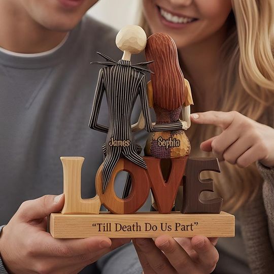 Discover Personalized Gothic Couple Acrylic Plaque Gift, Dark Romantic Decor, Custom Anniversary Sculpture
