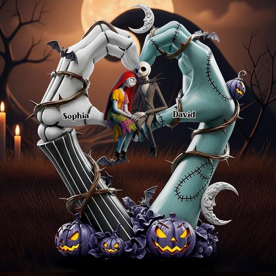 Discover Personalized Gothic Couple Acrylic Plaque Gift, Dark Romantic Decor, Custom Anniversary Sculpture