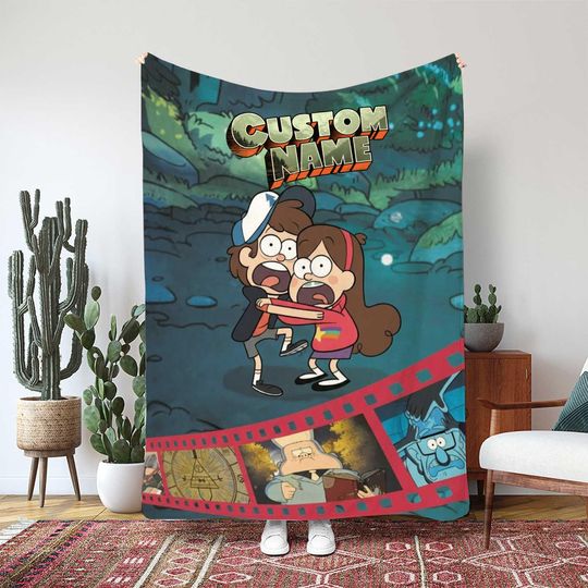 Discover Disney Gravity Falls Blanket, Mabel Pines Sweater Pig Waddles Gift, Gravity Falls Cartoon Decor, Magic Cast Birthday Blanket Gift, TNA0015