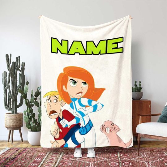 Disney Kim Possible Blanket, Ron Stoppable Best Friends Decor, Kim Possible Cartoon Fleece Blanket, Disneyland Movie Gift Blanket