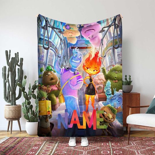 Discover Disney Pixar Elemental Blanket, Ember Lumen Wade Ripple Decor, Fire And Water Couple Blanket, Magic Cast Birthday Blanket Gift