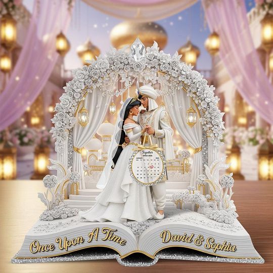 Discover Fairytale Princess Couple Wedding Plaque, Royal Couple Gift, Personalized Name Decor, Custom  Anniversary Display