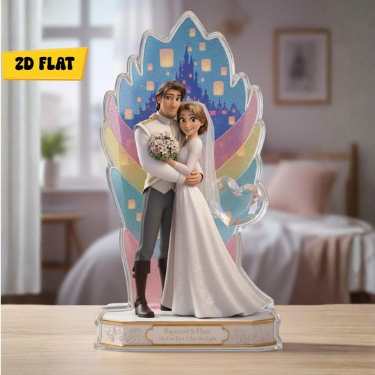 Rapunzel And Flynn Shaped Acrylic Plaque Romantic Couple Keepsake Tangled Love Sign Valentine Gift For Her