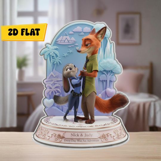 Nick And Judy Shaped Acrylic Plaque Zootopia Love Sign Romantic Keepsake Valentines Day Gift For Couple