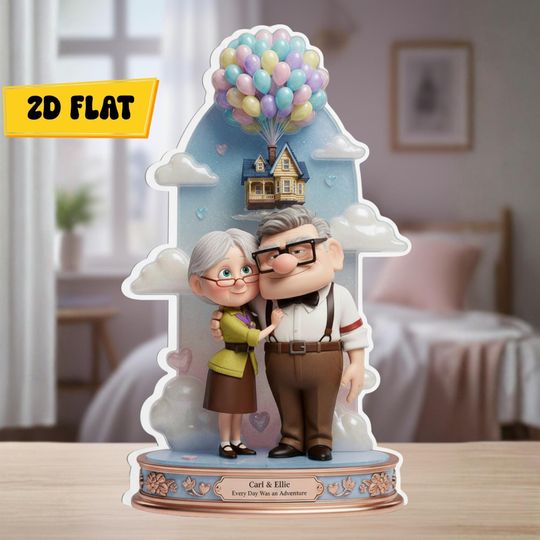 Carl And Ellie Shaped Acrylic Plaque Up Movie Love Sign Custom Keepsake Valentines Day Gift Couple Decor