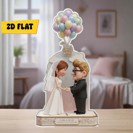 Carl And Ellie Shaped Acrylic Plaque Up Movie Love Sign Romantic Keepsake Wedding Gift For Couple Desk Decor