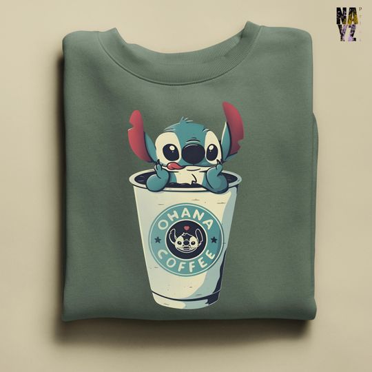 Discover Stitch Sweatshirt, Stitch Coffee Lover Hoodie, Coffee Lover Gift Idea, Disney Stitch Sweatshirt, Disney Trip Shirt, Stitch Ohana Sweat