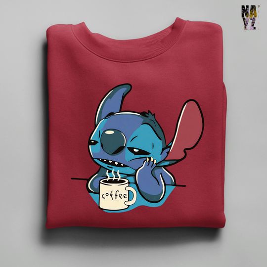 Discover Stitch Sweatshirt, Stitch Coffee Lover Hoodie, Coffee Lover Gift Idea, Disney Stitch Sweatshirt, Disney Trip Shirt, Stitch Ohana Sweat