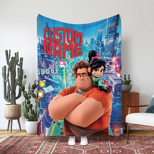 Disney Wreck-It Ralph Blanket, Ralph Bad Guy Hero Character Decor, Vintage Ralph And Felix Gift, Disneyland Movie Gift Blanket