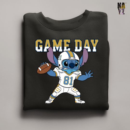 Discover Custom Stitch Football Sweatshirt, Disney Stitch Hoodie, Super Bowl Football Sweater, Personalized Stitch Football Gift, Custom Football Tee