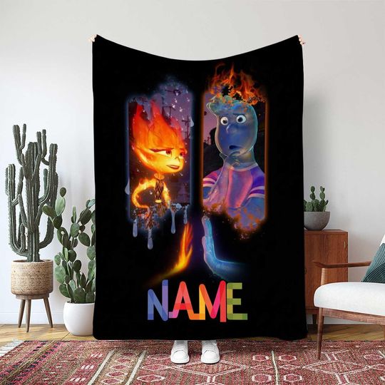 Discover Disney Pixar Elemental Blanket, Ember Lumen Fire Character Decor, Element City Fire Element Blanket, Disneyland Movie Gift Blanket, TNA0014