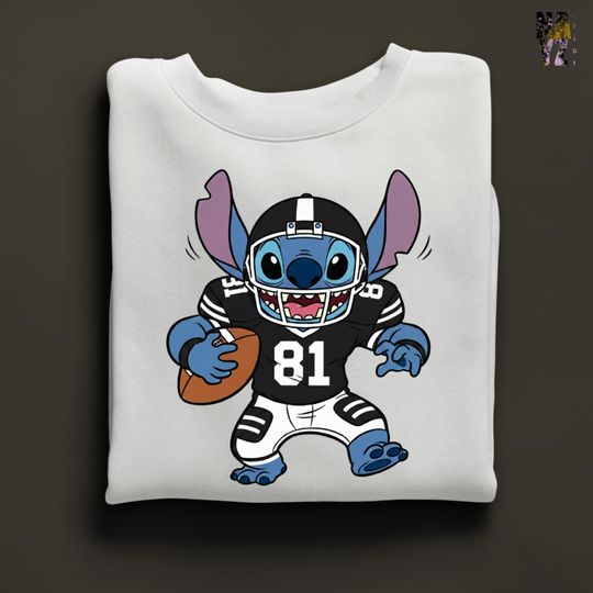 Discover Custom Stitch Football Sweatshirt, Disney Stitch Hoodie, Super Bowl Football Sweater, Personalized Stitch Football Gift, Custom Football Tee