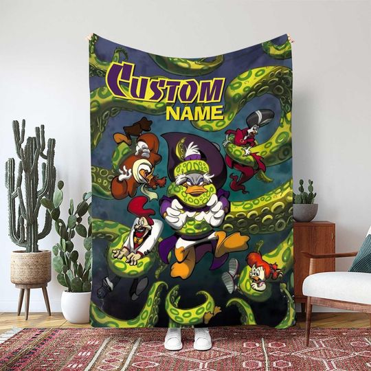 Disney Darkwing Duck Blanket, Masked Crime Fighter Spotlight Decor, Darkwing Duck DuckTales Blanket, Disneyland Movie Gift Blanket
