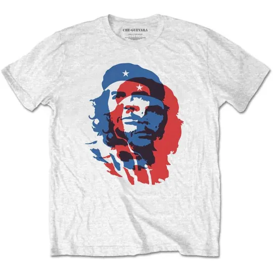 Che Guevara T-Shirt Blue and Red Portrait Cuban Revolution Men's White