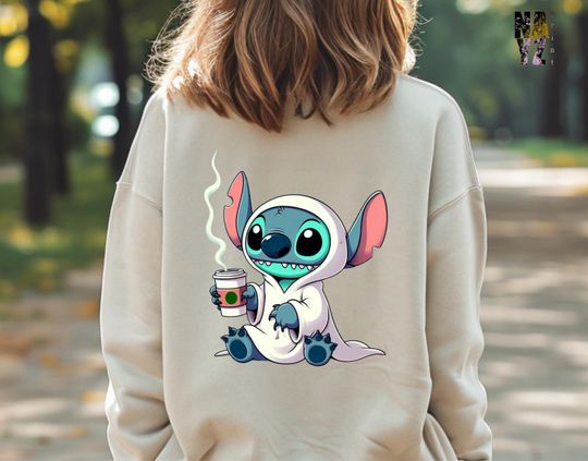Discover Coffee Addict Stitch Sweatshirt: Spooky Christmas Lilo Design