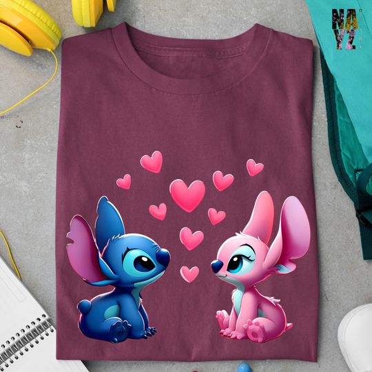 Stitch Sweatshirt, Stitch and Angel  Couple Shirt, Stitch Lover Sweatshirt