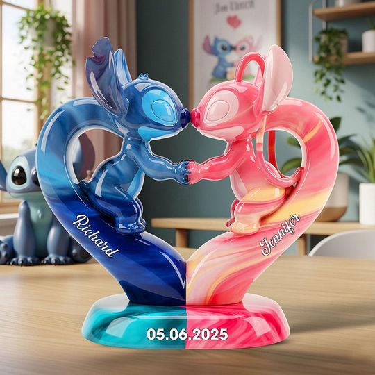 Discover Custom Blue Alien Couple Crystal Heart Acrylic Plaque  Personalized  Gift  Wedding Anniversay