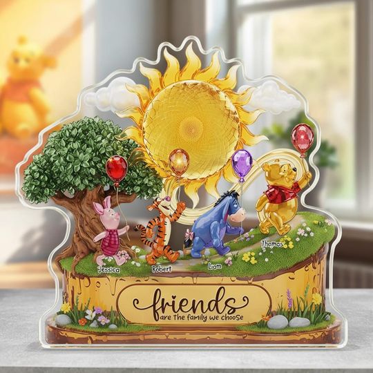 Discover Personalized Winnie The Pooh Shaped Plaque, Disney Pooh And Friends 2D Plaque, Cute Cartoon Character Desk Decor, Friendship Keepsake