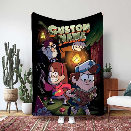 Discover Disney Gravity Falls Blanket, Dipper Pines Journal Mystery Gift, Gravity Falls Cartoon Decor, Disneyland Movie Gift Blanket, TNA0015