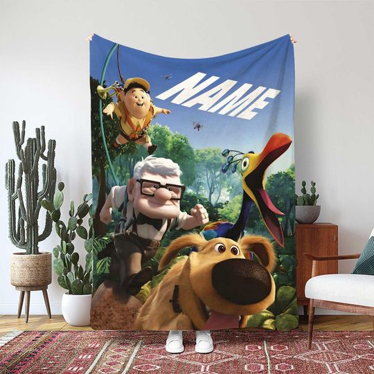 Discover Disney Up Movie Blanket, Carl Russell Mentor Apprentice Blanket, Paradise Falls Adventure Gift, Pixar Movie Lover Kids Gift Blanket, DTA097