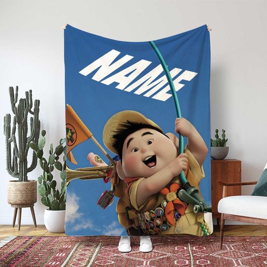 Disney Up Movie Blanket, Russell Wilderness Explorer Boy Blanket, Carl Dug Kevin Friend Gift, Pixar Movie Lover Kids Gift Blanket