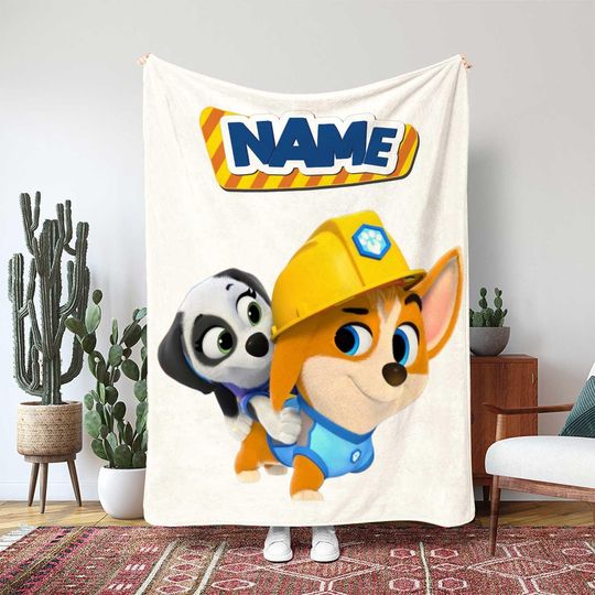 Discover Disney Pupstruction Blanket, Puppies On Vehicle Blanket, Construction Truck Bedroom Decor, Disney Junior Kids Favorite Gift, TNA007