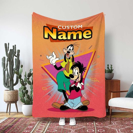 Discover A Goofy Movie Kids Blanket, Max Goof And Powerline Star Blanket, Disney Cartoon Movie Gift, Perfect Cast Father Son Duo Decor Gift, TNA004