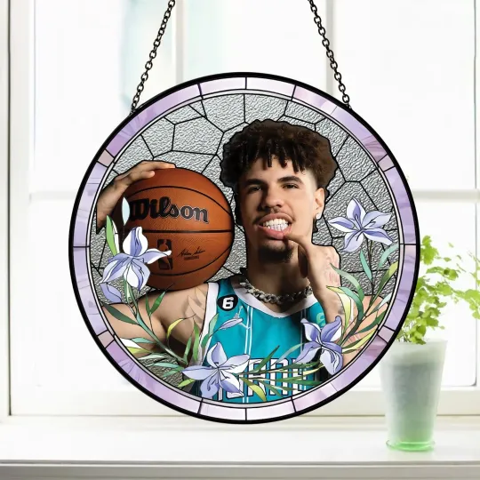 LaMelo Ball Stallion Stained Glass Suncatcher - Home Window Ornament