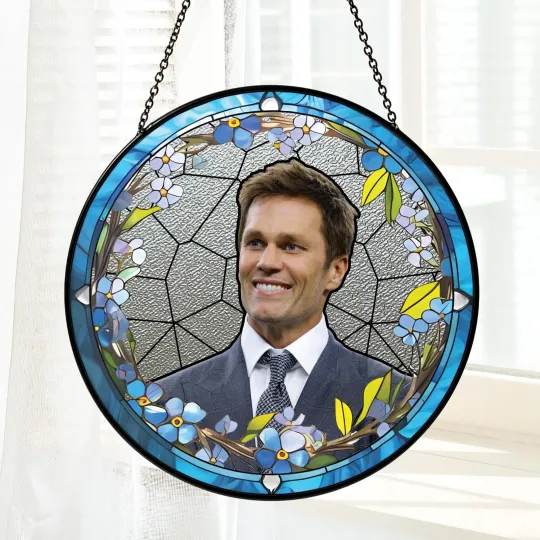Discover Tom Brady Stallion Stained Glass Suncatcher Window Hanging Ornament