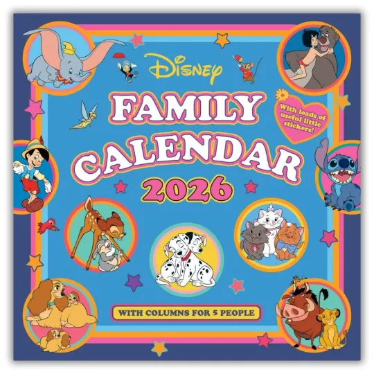 Discover 2026 Disney Classics Family Organiser Square Calendar – Official Product