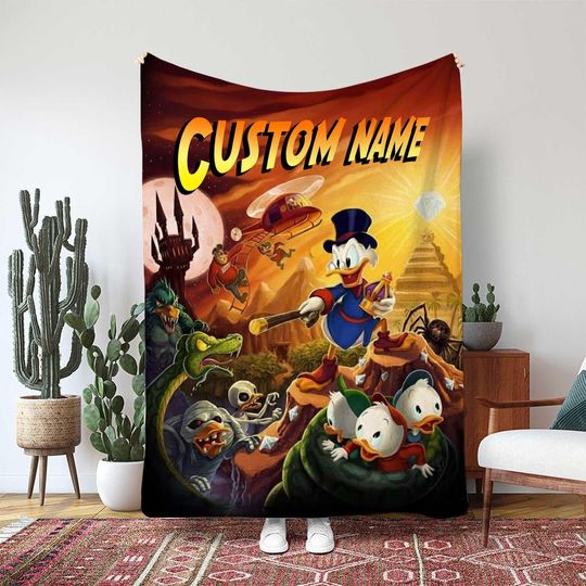 Disney DuckTales Blanket, Scrooge McDuck Flying Adventure Blanket, Launchpad McQuack Pilot Throw Blanket, Huey Dewey Louie Kids Gift