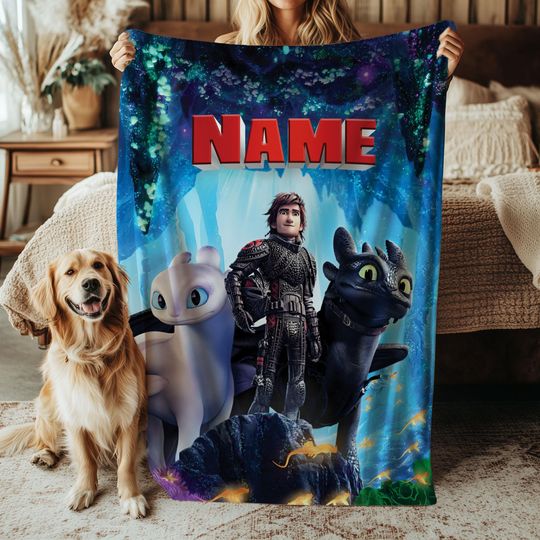 Discover Dragon Hidden Cave Flying Blanket, Black White Fictional Dragon Blanket, Birthday Girl Boy Gift Blanket, Mythical Hero Kids Decor, NVA803