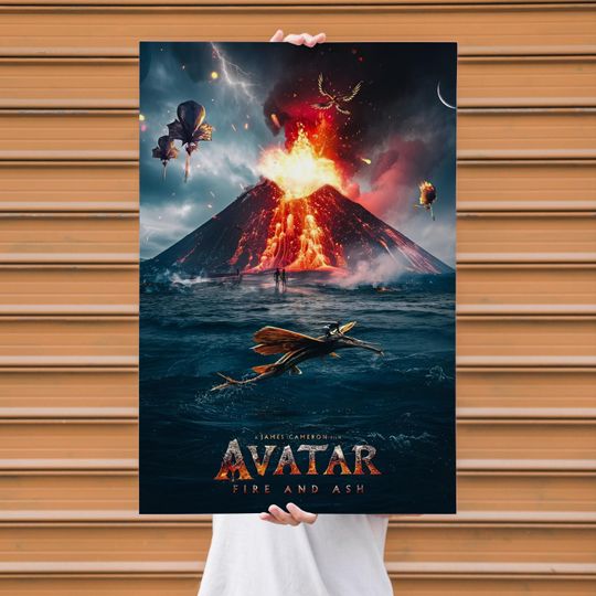 Avatar 3 Fire and Ash Poster, Epic Volcano Scene Wall Art, Sci-Fi Fantasy Movie Print, Premium Fan Art Decor