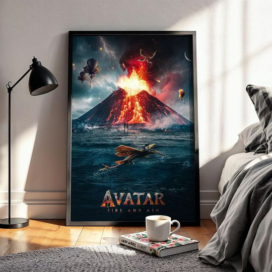 Discover Avatar Fire and Ash Cinematic Movie Poster, 2025 Action Adventure Sci Fi Film Artwork, James Cameron, Sam Worthington, Large Format Artwork