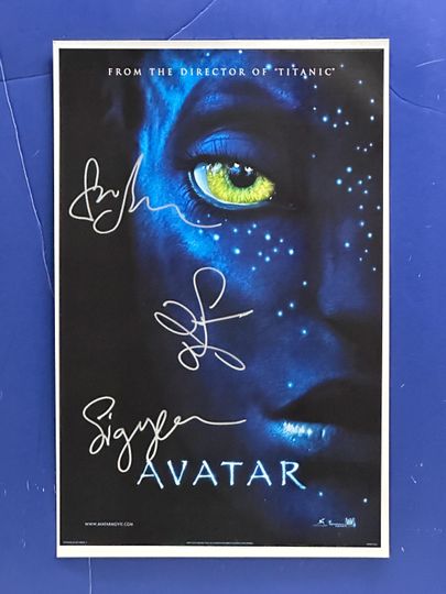 Discover AVATAR - 3 Cast-members Signed Movie Poster COA AUTHENTICATED