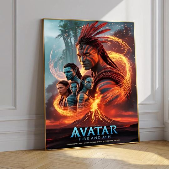 Avatar Fire and Ash Poster, Avatar 3 Movie Wall Art, Pandora Fire Fantasy Print, Sci Fi Film Poster Decor