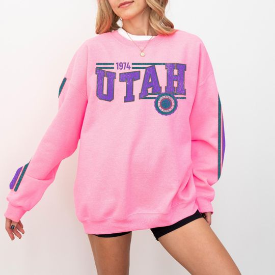 Discover Utah Basketball Retro Unisex Sweatshirt, Jazz Basketball Fan Gift, Crewneck Vintage Style Jumper, Sports Fan Apparel, Basketball Fan Gift