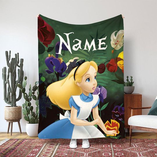 Discover Disney Alice In Wonderland Alice Blanket, Alice And White Rabbit Blanket, Magic Kingdom Birthday Blanket Gift, Wonderland Kids Decor, VTB620