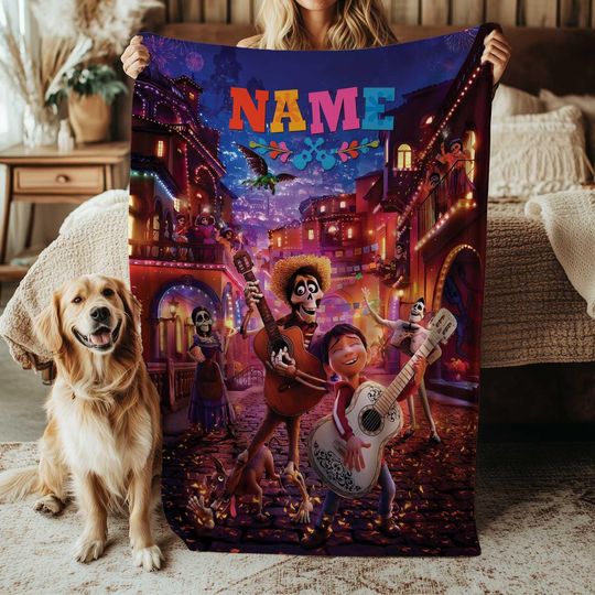 Discover Coco Movie Blanket, Miguel And Hector Music Duo Blanket, Disney Pixar Dia De Muertos Decor Gift, Music Boy Skeleton Friends Blanket, DTA098