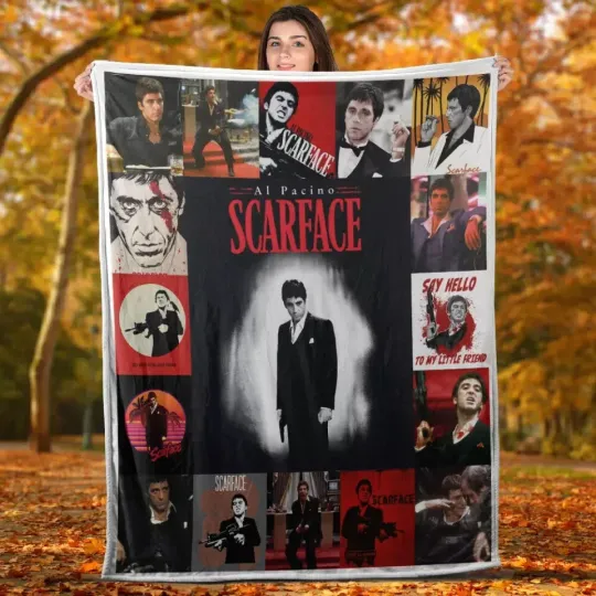 Discover Scarface Gangster Blanket, Soft Fleece & Sherpa Throw