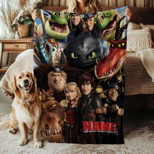 Discover Dragon Mythical Characters Blanket, Black Flying Beast Gift Blanket, Fantasy Hero Kids Blanket, Dragon Movie Kids Decor, NVA804