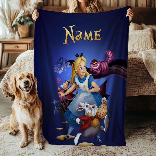 Discover Disney Alice In Wonderland Alice Blanket, Disney Mad Hatter Tea Party Blanket, Magic Kingdom Blanket, Wonderland Adventure Decor, VTB620