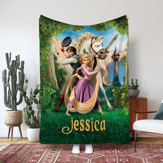 Discover Tangled Rapunzel Princess Blanket, Flynn Rider Prince Blanket, Disney Princess Girl Boy Gift Blanket, Long Hair Princess Decor