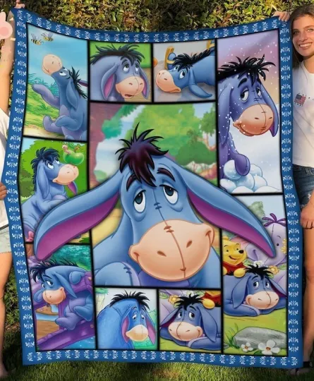 Discover Cute Eeyore Donkey Blanket – Soft Sherpa & Fleece Throw